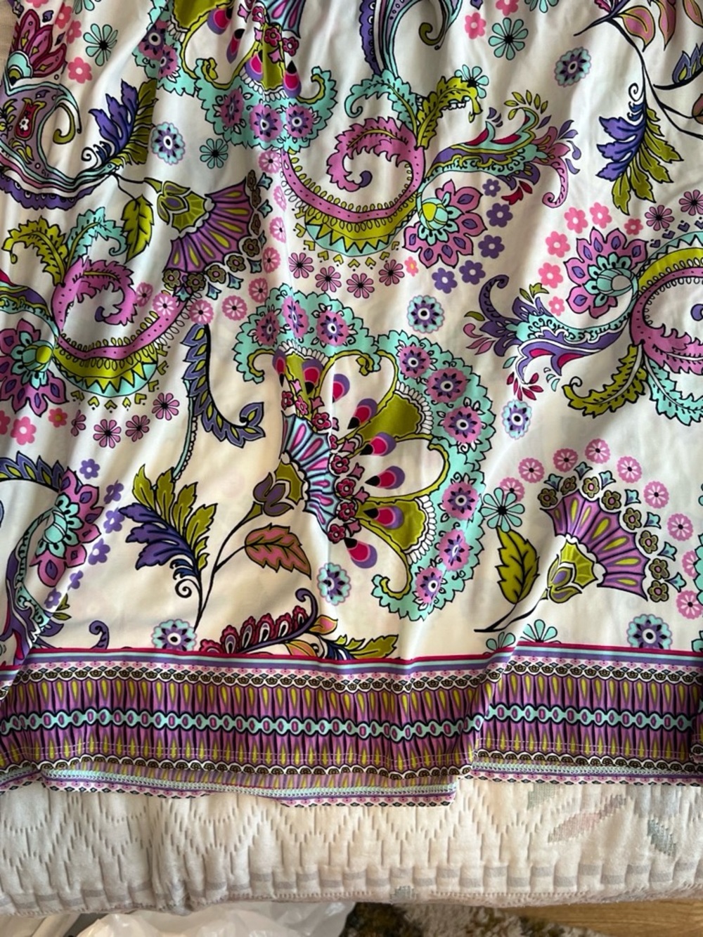 Roz & Ali White Sundress with Pink, Purple, Teal and Lime Paisley Print - Picture 5 of 5